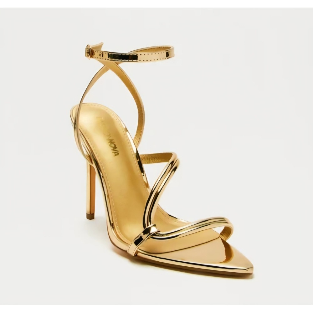 Fashion Nova Metallic Gold Strappy Stiletto Heels